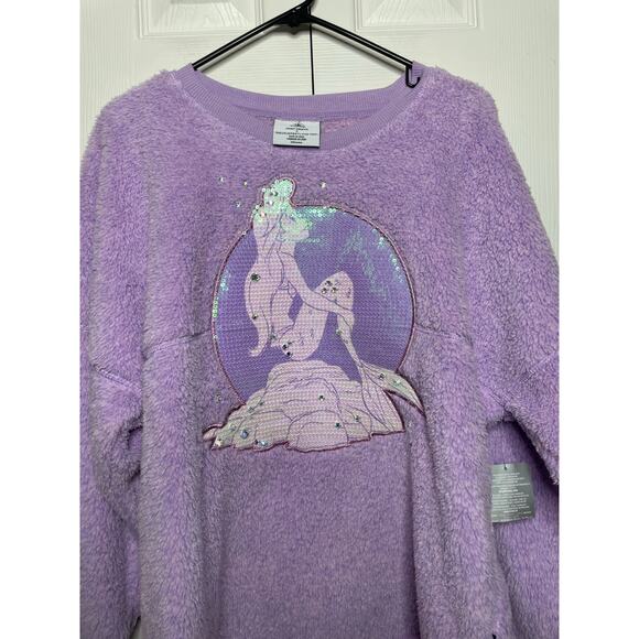 NEW Disney The Little Mermaid Ariel Purple Fuzzy Spirit Jersey Top Size Small - Picture 2 of 8